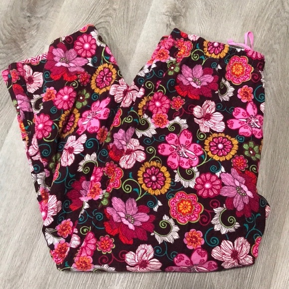 Vera Bradley Corduroy Floral Pants Wide Leg Crop - Picture 2 of 5